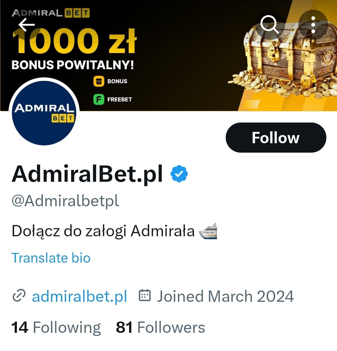 Twitter (X) od AdmiralBet