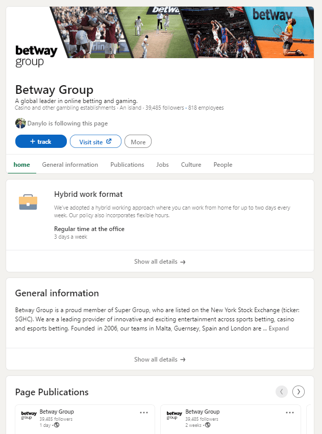 Linkedin Popularność BetWay
