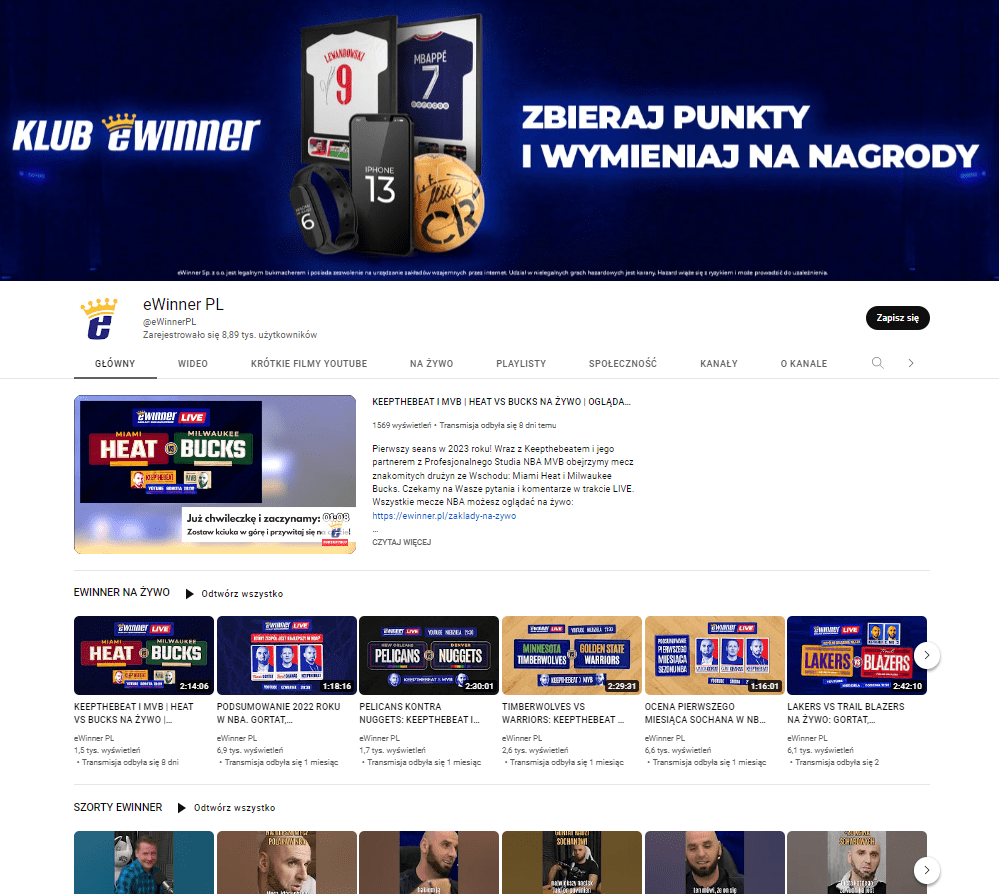 Youtube Informacje o Ewinner z Youtube