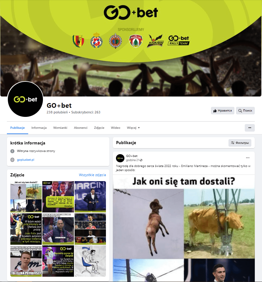 Facebook Bukmachera Goplusbet