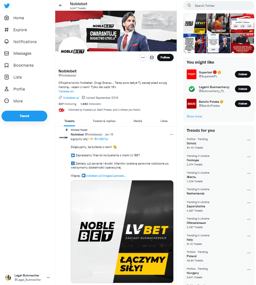Oferty na Twitterze od NobleBet