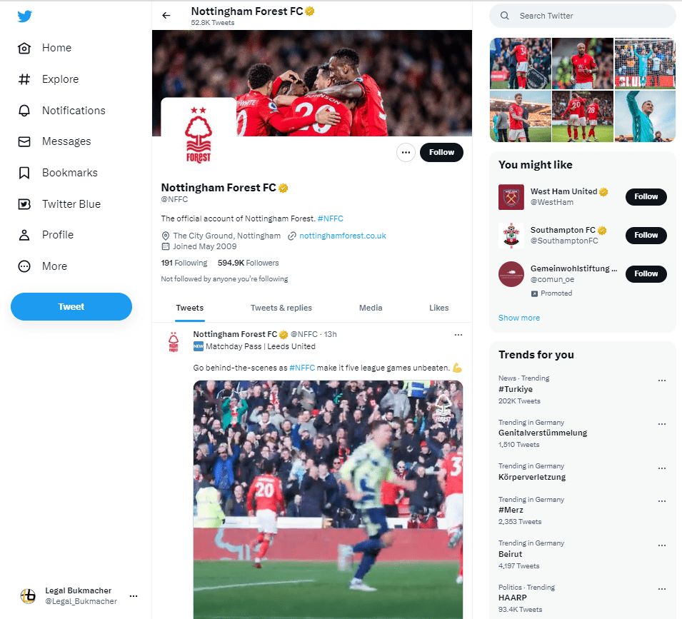 Nottingham Forest Wydarzenia Sportowe