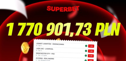 Rekordowa wygrana w Superbet ponad 1,7 mln zł Rekordowa wygrana w Superbet ponad 1,7 mln zł